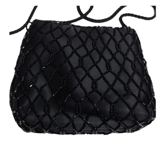 La Regale black Handbag Shoulder Evening Bag Beaded - Picture 3 of 5